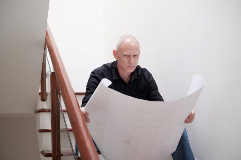 Architect examining draft